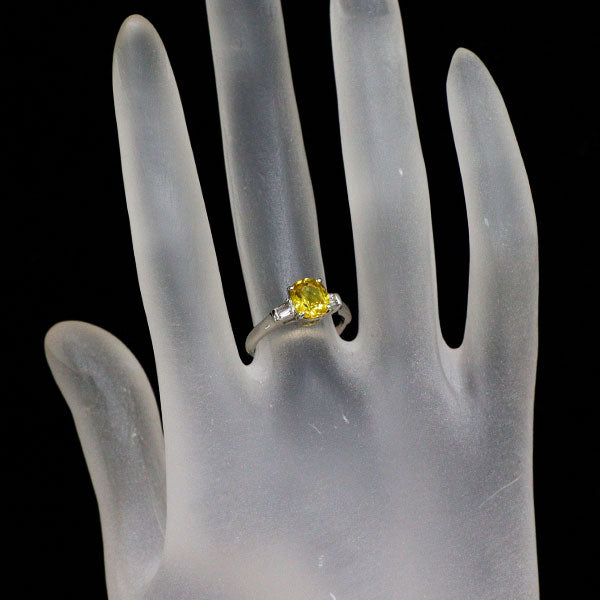Pt900 イエローサファイア ダイヤモンド リング 1.65ct D0.11ct