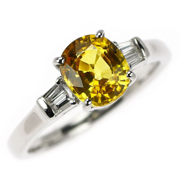 Pt900 イエローサファイア ダイヤモンド リング 1.65ct D0.11ct