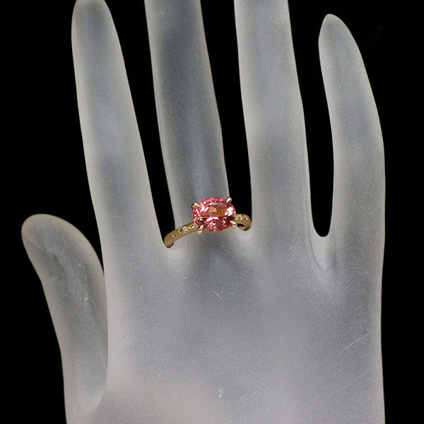 K10PG ピンクトルマリン ダイヤモンド リング D0.04ct