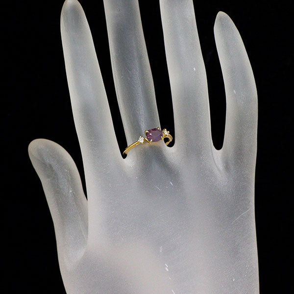 K18YG パープルスピネル ダイヤモンド リング 0.92ct D0.06ct