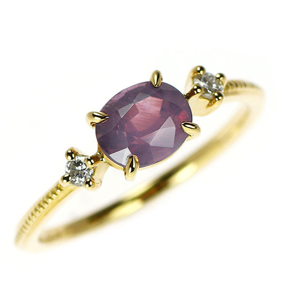 K18YG パープルスピネル ダイヤモンド リング 0.92ct D0.06ct