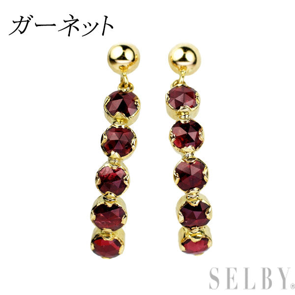 K18YG ローズカット ガーネット ピアス