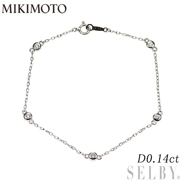 ミキモト K18WG ダイヤモンド ステーション ブレスレット 0.14ct