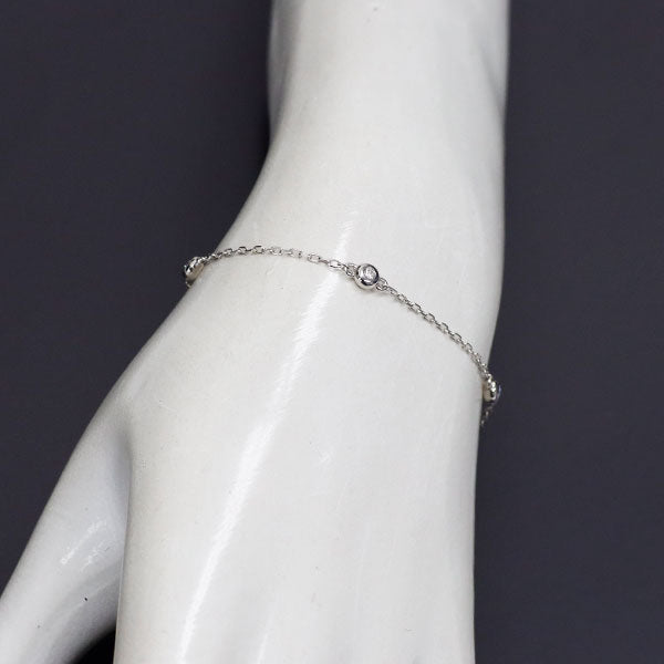 K18WG バケットカットダイヤ ステーションブレスレット ミキモト K18WG ダイヤモンド ステーション ブレスレット 0.14ct