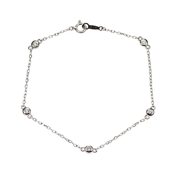 K18WG バケットカットダイヤ ステーションブレスレット ミキモト K18WG ダイヤモンド ステーション ブレスレット 0.14ct