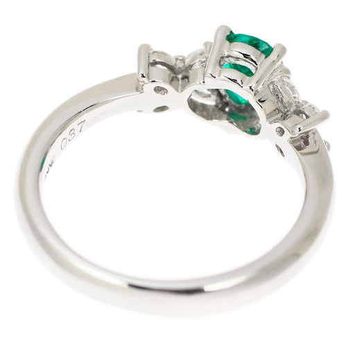 Pt900 ペアシェイプ エメラルド ダイヤモンド リング 0.37ct D0.17ct 
