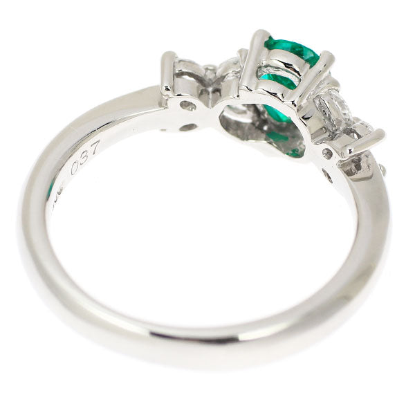 Pt900 ペアシェイプ エメラルド ダイヤモンド リング 0.37ct D0.17ct