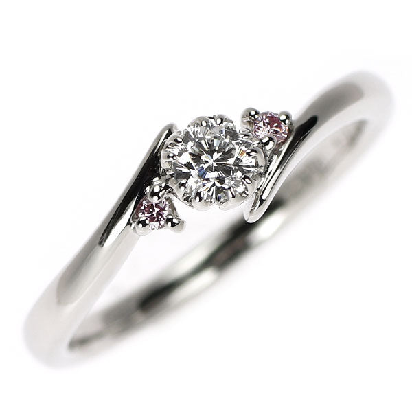 Pt900 さくらカットダイヤモンド 天然ピンクダイヤ リング 0.184ct PD0.02ct