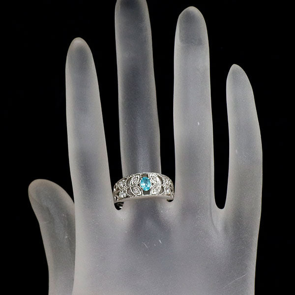 Pt900 パライバトルマリン ダイヤモンド リング 0.24ct D0.16ct