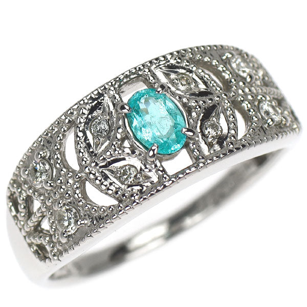 Pt900 パライバトルマリン ダイヤモンド リング 0.24ct D0.16ct