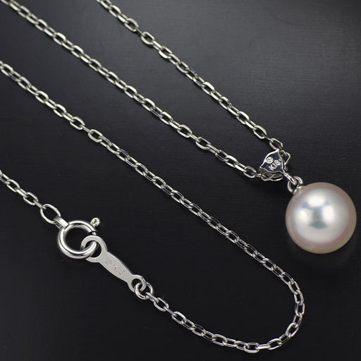 ミキモト K18WG アコヤ 真珠 ダイヤモンド ペンダントネックレス 径約