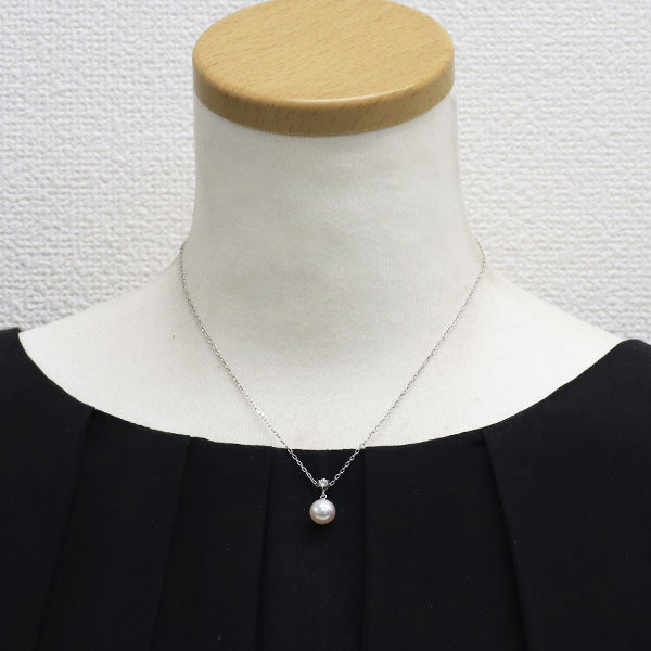 ミキモト K18WG アコヤ 真珠 ダイヤモンド ペンダントネックレス 径約