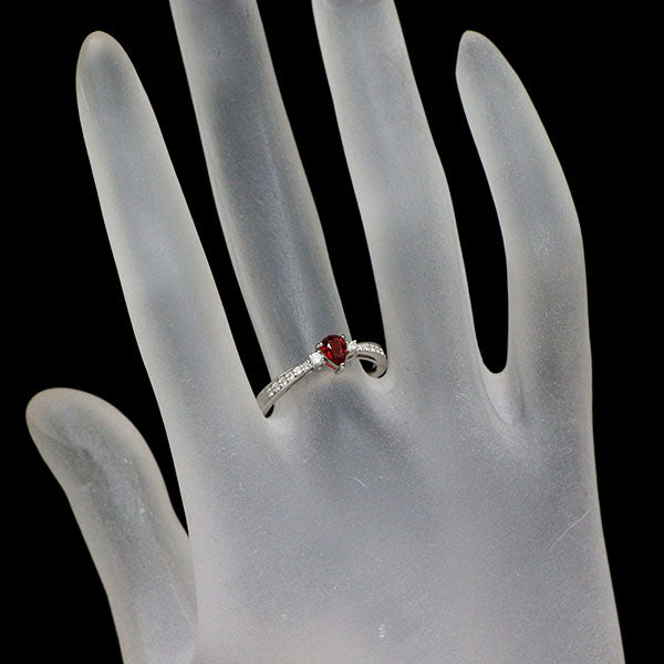 Pt950 非加熱ピジョンブラッドルビー ダイヤモンド リング 0.36ct D0.12ct