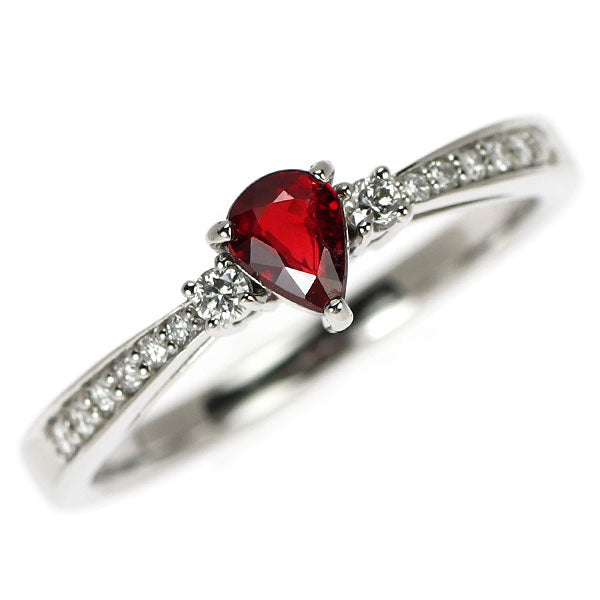 Pt950 非加熱ピジョンブラッドルビー ダイヤモンド リング 0.36ct D0.12ct