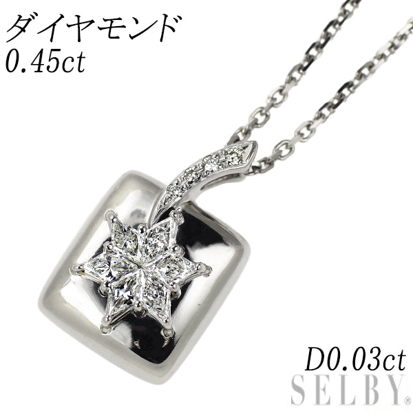 Pt900/Pt850 ダイヤモンド ペンダントネックレス 0.45ct D0.03ct スター 星