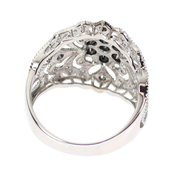K14WG ブラック/カラーレス ダイヤモンド リング 0.72ct アンティークレース
