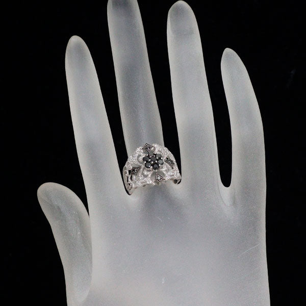 K14WG ブラック/カラーレス ダイヤモンド リング 0.72ct アンティークレース
