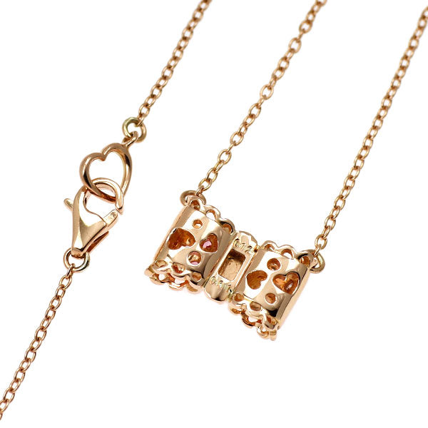 K18PG ピンクサファイア ダイヤモンド ペンダントネックレス 0.12ct D0.01ct リボン