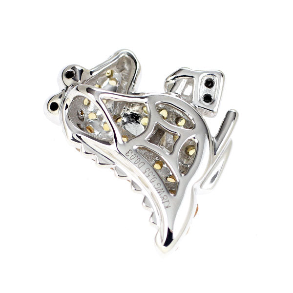 K18WG イエローサファイア ブラックダイヤモンド ペンダントトップ 0.55ct BD0.03ct ワニ