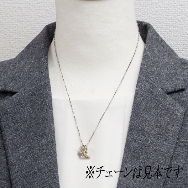 K18WG イエローサファイア ブラックダイヤモンド ペンダントトップ 0.55ct BD0.03ct ワニ