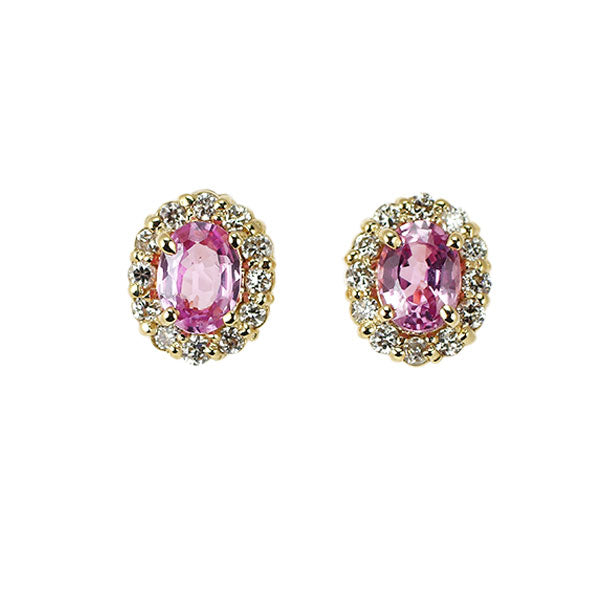 新品 K18PG ピンクサファイア ダイヤモンド ピアス 0.36ct D0.10ct【エスコレ】