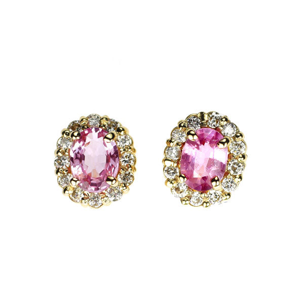 新品 K18YG ピンクサファイア ダイヤモンド ピアス 0.36ct D0.10ct【エスコレ】