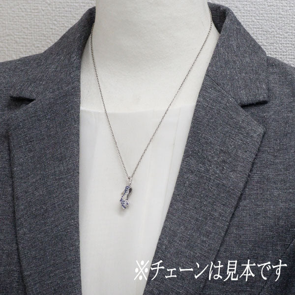 K18WG サファイア ダイヤモンド ペンダントトップ 0.60ct D0.12ct ハイヒール