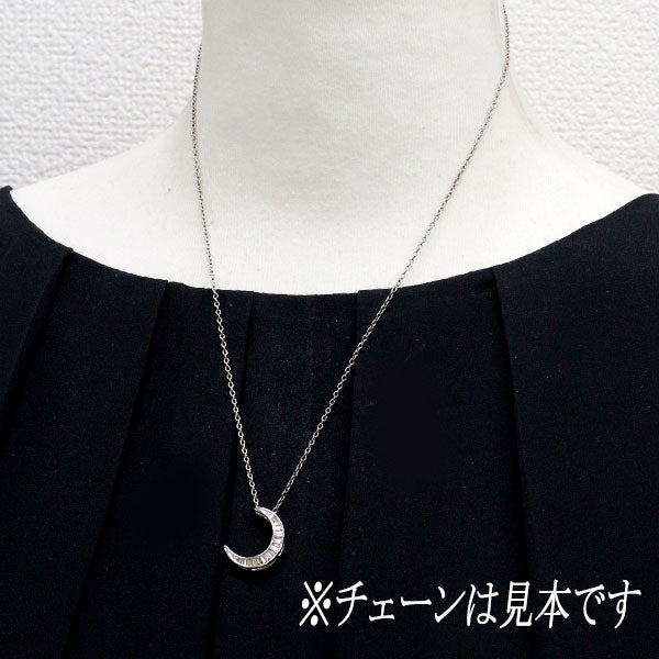 K18WG ダイヤモンド ペンダントトップ 月