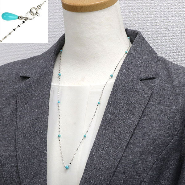 Pt999 トルコ石 ステーション ネックレス 径約3.1-5.1mm