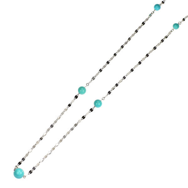 Pt999 トルコ石 ステーション ネックレス 径約3.1-5.1mm