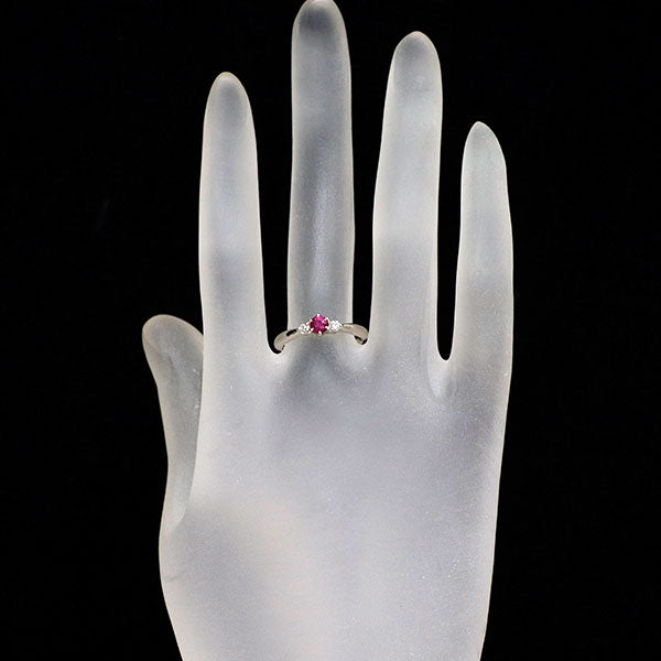 Pt900 ルビー ダイヤモンド リング 0.273ct D0.08ct