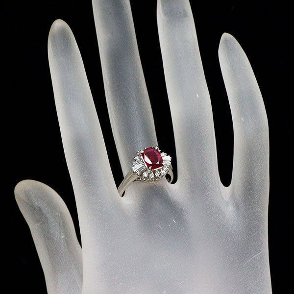 Pt900 ルビー ダイヤモンド リング 1.19ct D0.38ct