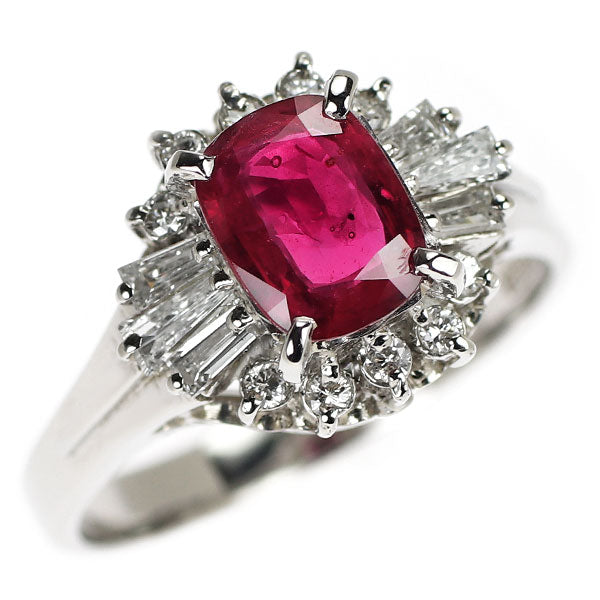 Pt900 ルビー ダイヤモンド リング 1.19ct D0.38ct