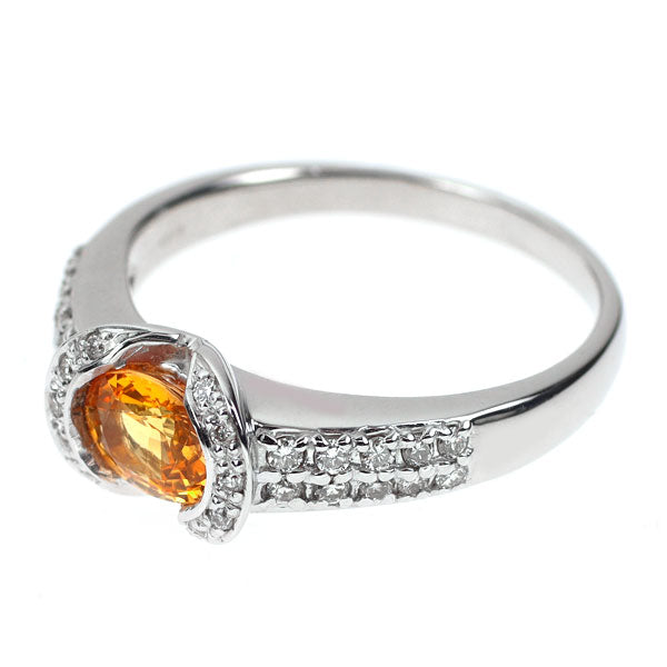 K18WG ガーネット ダイヤモンド リング 1.20ct D0.32ct