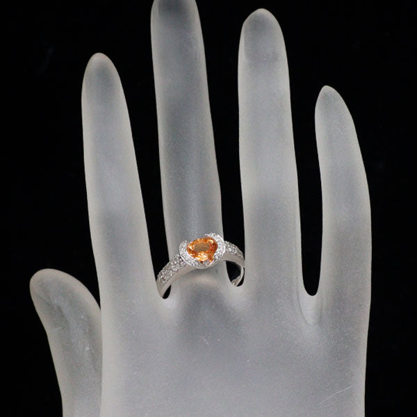 K18WG ガーネット ダイヤモンド リング 1.20ct D0.32ct