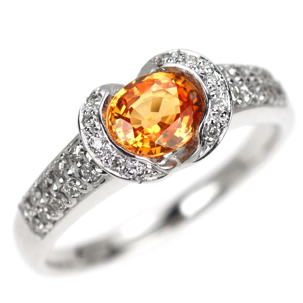 K18WG ガーネット ダイヤモンド リング 1.20ct D0.32ct