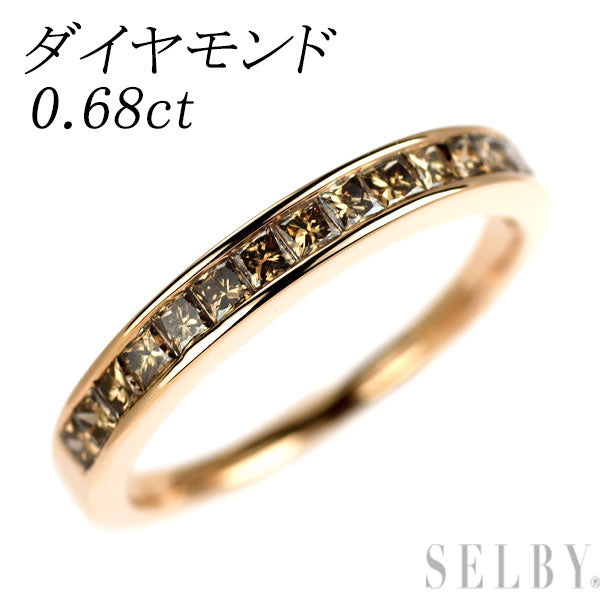 K18PG プリンセスカット ダイヤモンド リング 0.68ct ハーフエタニティ