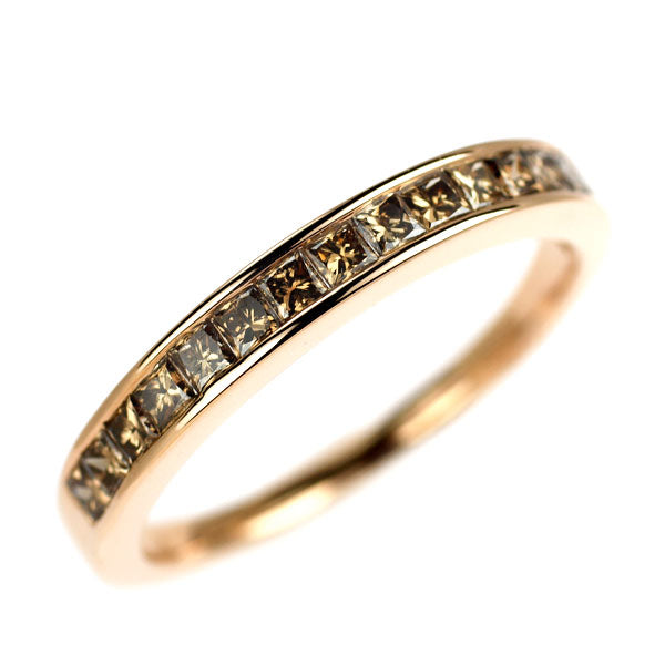 K18PG プリンセスカット ダイヤモンド リング 0.68ct ハーフエタニティ