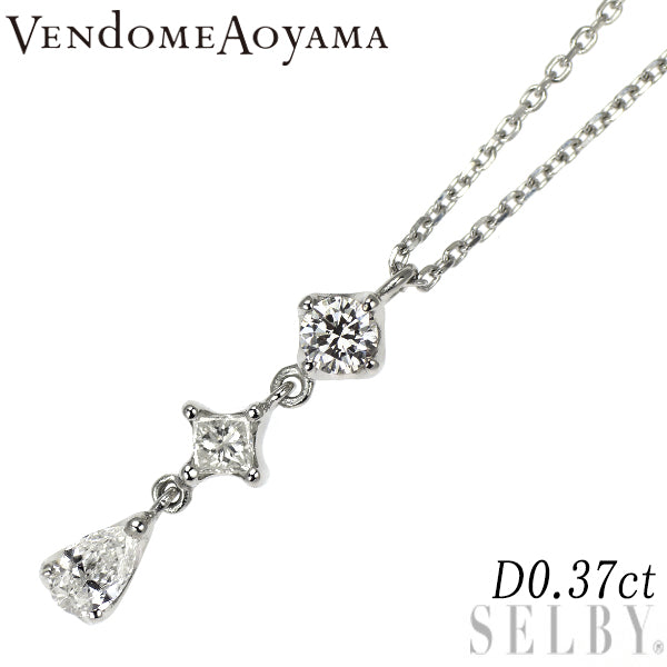 ヴァンドーム青山 Pt950/ Pt850 ダイヤモンド ペンダントネックレス 0.37ct スリーストーン