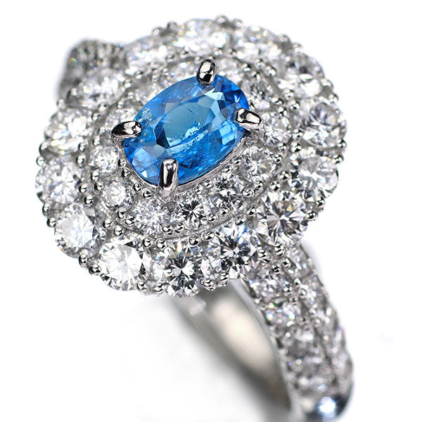 新品 Pt900 ブラジル産非加熱BLUE パライバトルマリン ダイヤモンド リング 0.47ct D1.38ct エイトリータ【エスコレ】