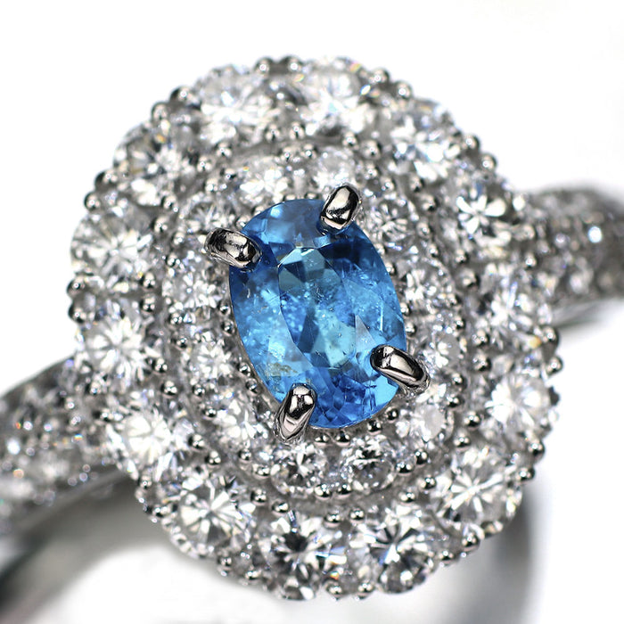 新品 Pt900 ブラジル産非加熱BLUE パライバトルマリン ダイヤモンド リング 0.47ct D1.38ct エイトリータ【エスコレ】