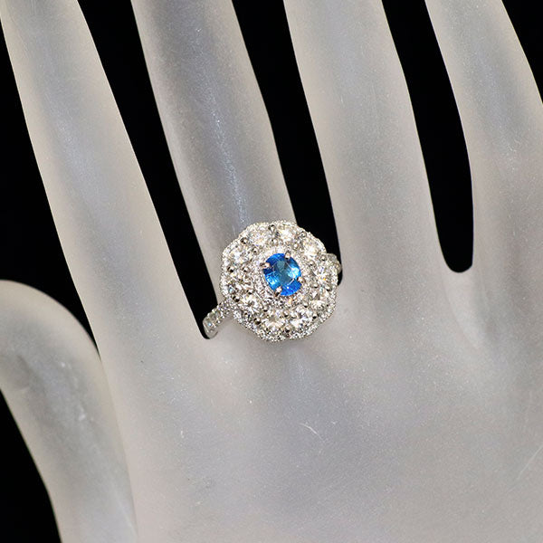 新品 Pt900 ブラジル産非加熱BLUE パライバトルマリン ダイヤモンド リング 0.65ct D1.84ct エイトリータ【エスコレ】