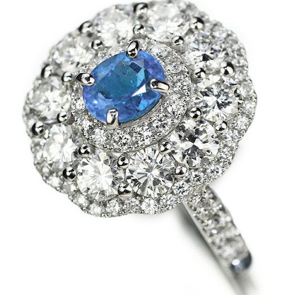 新品 Pt900 ブラジル産非加熱BLUE パライバトルマリン ダイヤモンド リング 0.65ct D1.84ct エイトリータ【エスコレ】