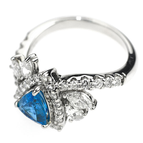 新品 Pt900 ブラジル産非加熱BLUE パライバトルマリン ダイヤモンド リング 0.813ct D0.94ct エイトリータ【エスコレ】