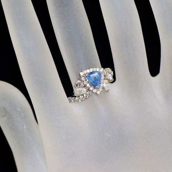 新品 Pt900 ブラジル産非加熱BLUE パライバトルマリン ダイヤモンド リング 0.813ct D0.94ct エイトリータ【エスコレ】