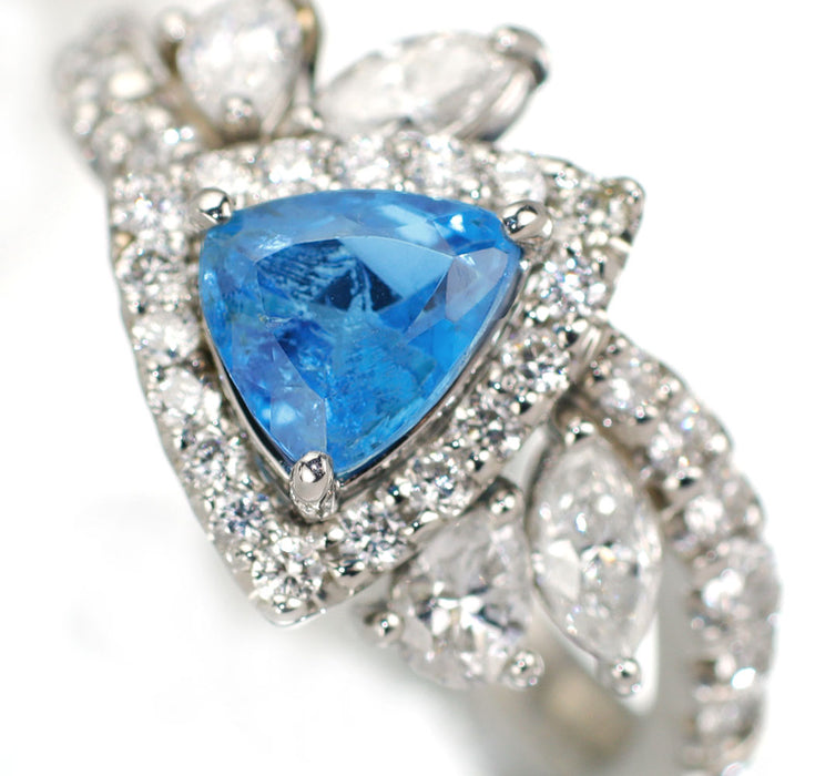 新品 Pt900 ブラジル産非加熱BLUE パライバトルマリン ダイヤモンド リング 0.813ct D0.94ct エイトリータ【エスコレ】