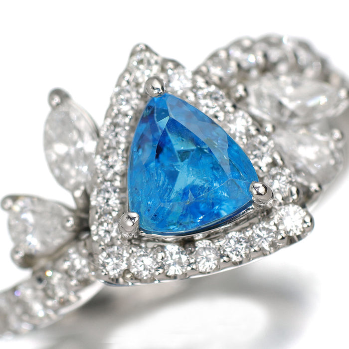 新品 Pt900 ブラジル産非加熱BLUE パライバトルマリン ダイヤモンド リング 0.813ct D0.94ct エイトリータ【エスコレ】