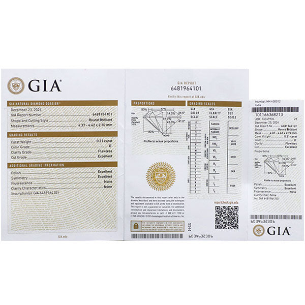 新品 Pt950 GIA鑑定書付 最高級品質 ダイヤモンド  リング 0.31ct D FL 3EX D0.35ct 【エスコレ】