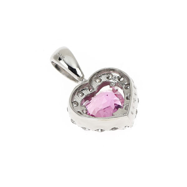 Pt900 ハートシェイプ ピンクサファイア ダイヤモンド ペンダントトップ 0.50ct D0.16ct