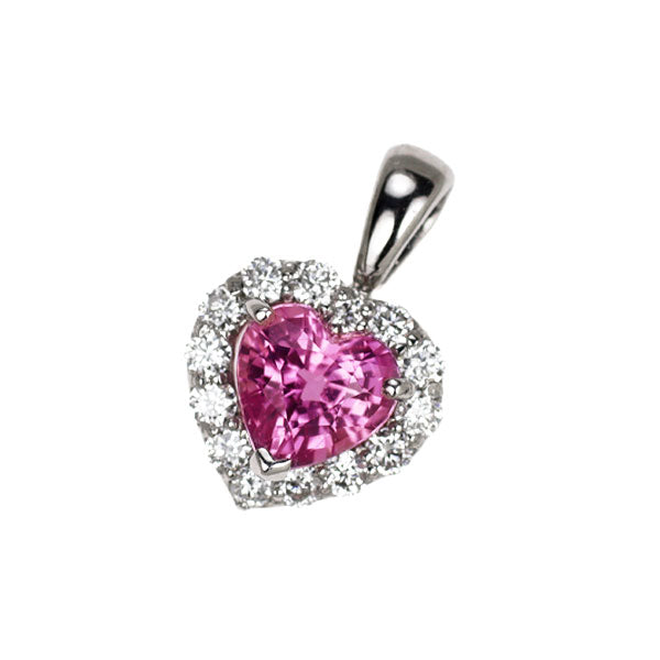 Pt900 ハートシェイプ ピンクサファイア ダイヤモンド ペンダントトップ 0.50ct D0.16ct